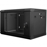 Nástenná serverová skriňa 19'' 6U 600x450mm čierna so sklenenými dverami