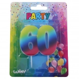 Narodeninová sviečka číslo 60 dúhová