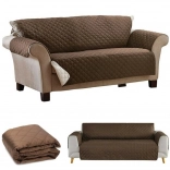 Obojstranný prešívaný poťah na pohovku a prehoz na posteľ 240 × 165 cm – hnedá/krémová