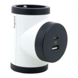 Otočný rozbočovač 2× zásuvka s kolíkom + USB A/C