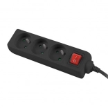 Napájacia lišta 1,5m čierna 3 zásuvky s vypínačom