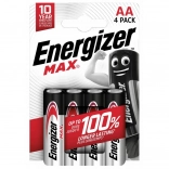 Alkalické batérie LR6/AA Energizer MAX, balenie 4 ks