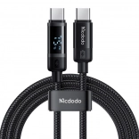 MCDODO USB‑C na USB‑C kábel s displejom, 60 W, 1,2 m, čierny