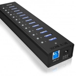Icy Box aktívny USB 3.0 hub z hliníka, 13 portov + nabíjací port