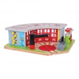 Bigjigs Rail drevené depo pre 5 vláčikov