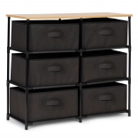 Textilna úložná skrinka so 6 zásuvkami, sivá