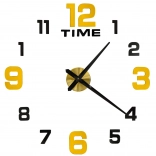 Nástenné samolepiace hodiny DIY 100–120 cm, čierno‑zlaté, 12 číslic