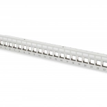 Krížový modulárny panel 19" 24 portov pre keystone moduly, 1U, tienený, s vedením káblov a popisnými poľami, sivý