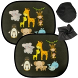 Statická slnečná clona na okno auta so zvieratkami, sada 2 ks