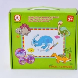 Mac Toys Puzzle Dinosaury s Vodným Maľovaním