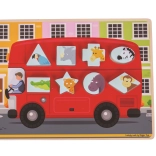 Bigjigs Toys vkladacie puzzle autobus so zvieratkami