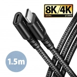 Axagon USB‑C predlžovací kábel Gen2 1,5 m, 20 Gbps, PD 240 W, opletený, čierny