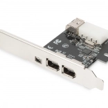 PCIe FireWire 800/400 radič s low‑profile záslepkou, 2× externé + 1× interné