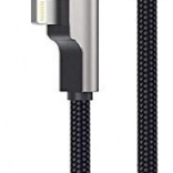 CB-AL01 čierny OEM nylonový kábel USB – Lightning | 2 m | 90-stupňové zástrčky | certifikácia MFi