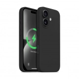 Silikónové magnetické puzdro pre iPhone 16 s MagSafe – čierna