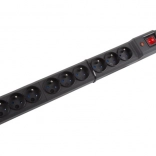 Prepäťová ochranná lišta Multi M9, 1,5m, čierna (9 zásuviek)
