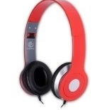 Mestské červené stereofónne slúchadlá s mikrofónom