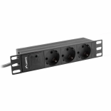 Racková PDU lišta 10" 1U, 3x Schuko, 2 m, 10 A, čierna, vstup IEC C14 – LANBERG