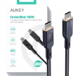 USB-C kábel Aukey s LED displejom a pleteným povrchom