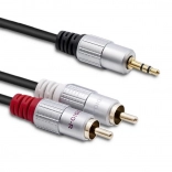 Audio kábel 2x RCA na 3,5 mm mini jack, 3 m, čierny
