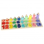 Drevený vzdelávací sorter a počítadlo 2v1 montessori 13 × 36 cm