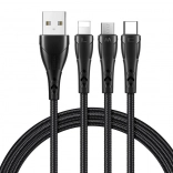 Nabíjací kábel 3v1 USB na USB‑C / Lightning / Micro USB 1,2 m čierny Mcdodo