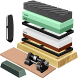 Vodný brúsny kameň na nože RUHHY – sada s viacerými zrnitostiami a koženým pásom