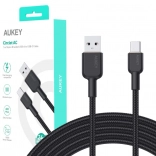 aukey usb-a na usb-c kábel 1 m, opletený, 60 w power delivery