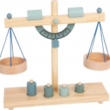 Drevená misková váha pre deti sivo-modrá