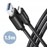 Kábel USB-C na USB-A 1,5 m USB 3.2 Gen 1 3A ALU opletený