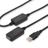 Aktívny predlžovací kábel USB 2.0, USB‑A samec na USB‑A samica, 20 m, čierny