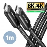 AXAGON USB‑C na USB‑C kábel USB4 40 Gb/s, PD 240 W, 8K, 1 m, hliník, opletený, čierny