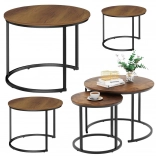 Súprava okrúhlych konferenčných stolíkov 3v1 z prírodného dreva