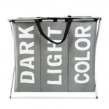 Trojkomorový kôš na bielizeň so skladacím rámom