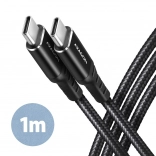 Kábel USB-C na USB-C 1m, Power Delivery 60W, 3A, čierna