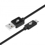 USB–micro USB kábel 1,5 m s čiernym textilným opletením