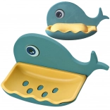 Nástenná mydelnička v tvare veľryby s odtokom