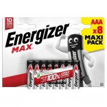 Alkalické batérie AAA ENERGIZER MAX, blister 8 ks