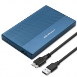 Hliníkový box pre 2,5" SSD/HDD SATA s USB 3.0, 5 Gb/s, 2 TB – modrý