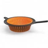 Skladací cedník z materiálu silikón/plast, 29 cm, čierny/oranžový