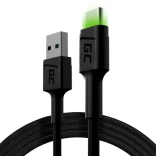 Nabíjací a dátový kábel USB-A na USB-C 120 cm s LED podsvietením GREEN CELL Ray