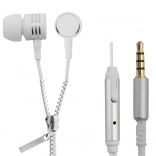 Zipsové štupľové slúchadlá s mikrofónom biele