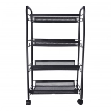 Kúpeľňový a kuchynský regál so štyrmi priestrannými policami - čierny