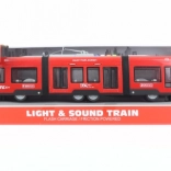 Červená električka na batérie s efektmi