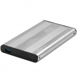Hliníkový externý box pre 2,5" SSD/HDD SATA, USB 3.0, strieborný
