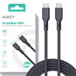 čierny kábel USB-C na USB-C 1,8 m s výkonom 100W od Aukey