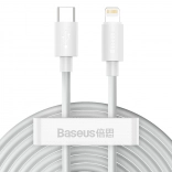 Baseus Simple Wisdom káblová sada USB‑C na Lightning 20 W PD, 1,5 m, biela (2 ks)