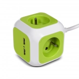 Kocková predlžovacia zásuvka s 4× schuko a 2× USB, 1,4 m GREENBLUE Magic Cube