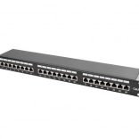 Patch panel 24 portov 1U Cat6, čierny, tienený