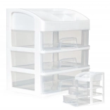 Organizér na kozmetiku s priehradkami a zásuvkami - biela